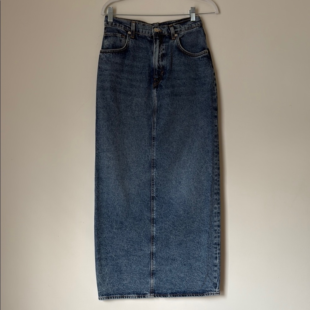 H&M Blue Pencil Skirt with Vintage Denim Look - Picture 2 of 5